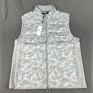 Southern Tide Golf Vest Abercorn Camo Print Medium Gray Polyester